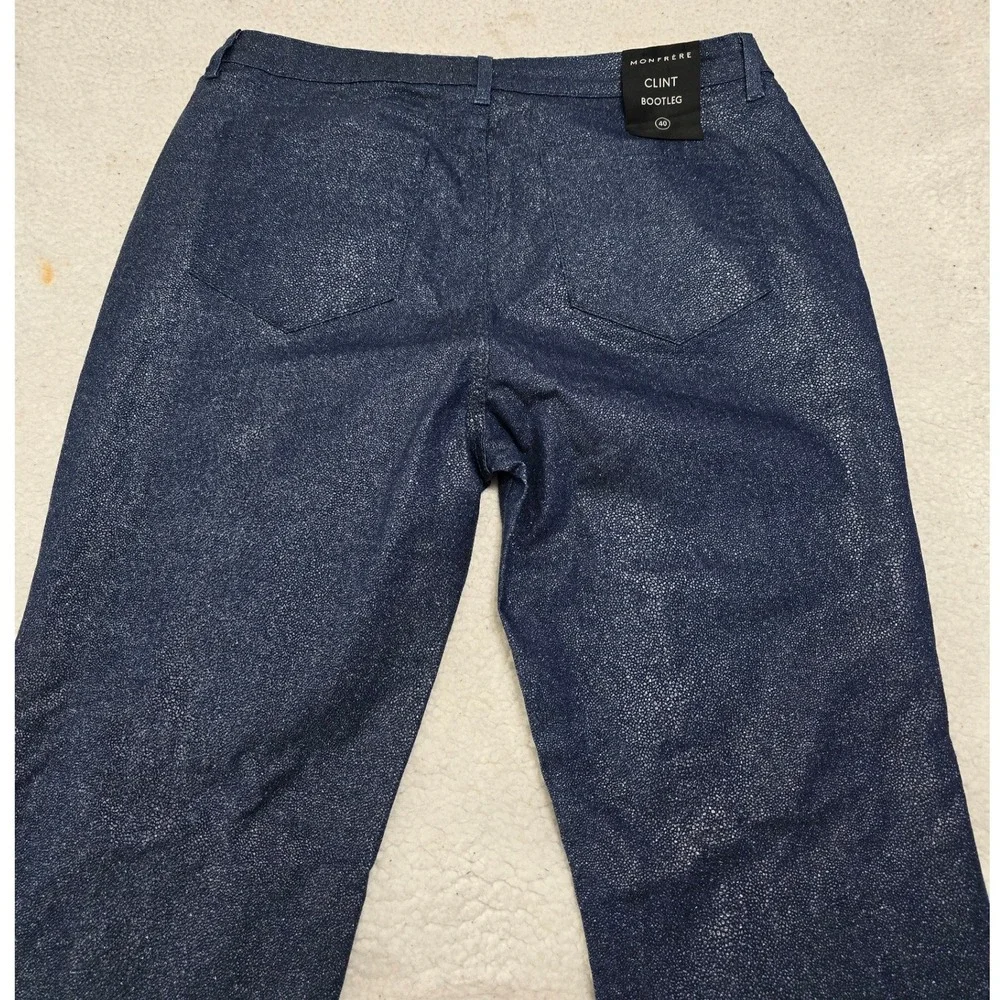 Monfrere Clint Bootleg Jeans‎ 40 Mens Stingray Blue Metallic Textured 1038J54425